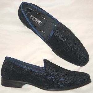 Men's Dark Blue Velvet Glitter Formal Loafer